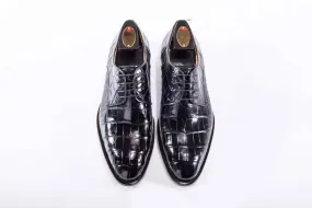 Crocodile Shoes Goodyear Welted Handmade Men Crocodile Leather Lace-Up Shoes,Mens Crocodile Leather Dress Shoes Love Path