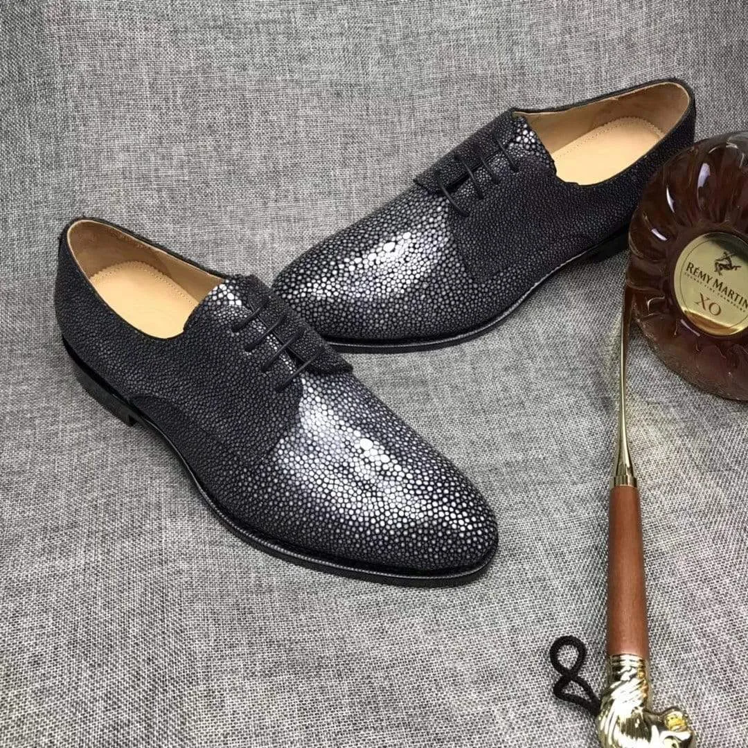 Crocodile Shoes Gray Lizard Leather Lace-Up Shoes For Men Everyday Look