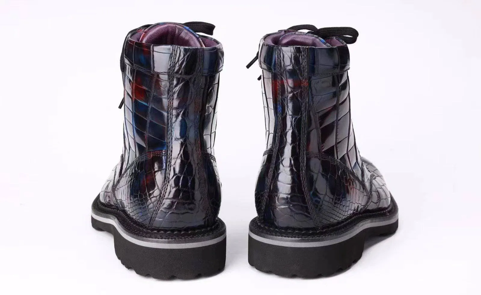 Crocodile Shoes Mens Boots Genuine Crocodile Leather High-top Lace Up  Anti-Slip Boot Vintage Multi Blue Veranda View Urban Flow