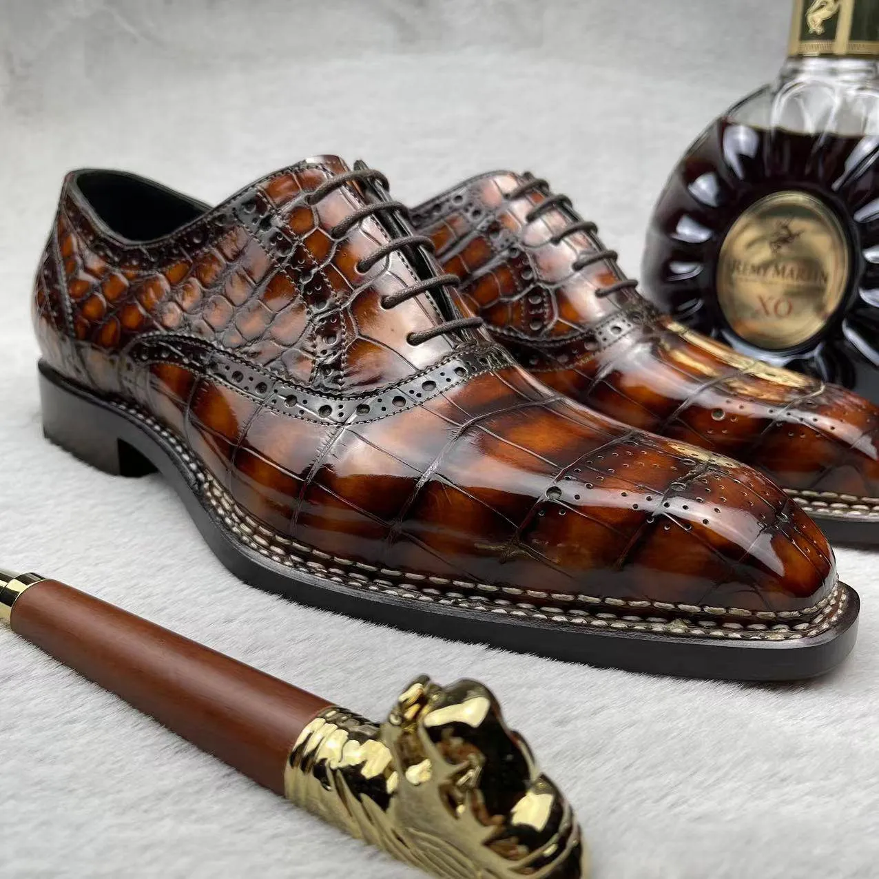 Crocodile Shoes Men's  Crocodile Leather Norwegian Stitch Lace Up Shoes Hope Walk