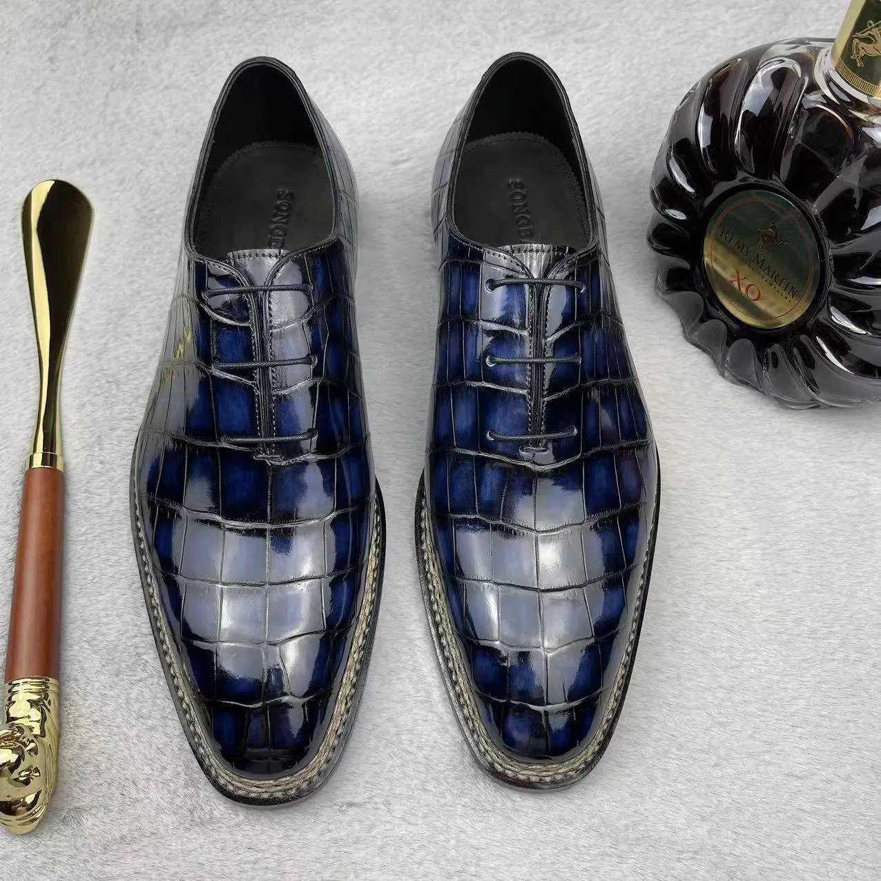 Crocodile Shoes Men's  Crocodile Leather Norwegian Stitch Lace Up Shoes Practical Fit