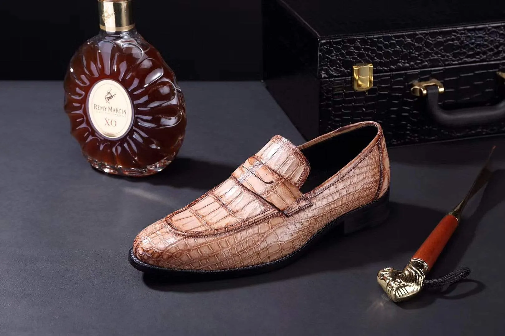 Crocodile Shoes Mens Crocodile Leather Penny Loafer Shoes Simple Sophistication Shoes Versatile Cushion