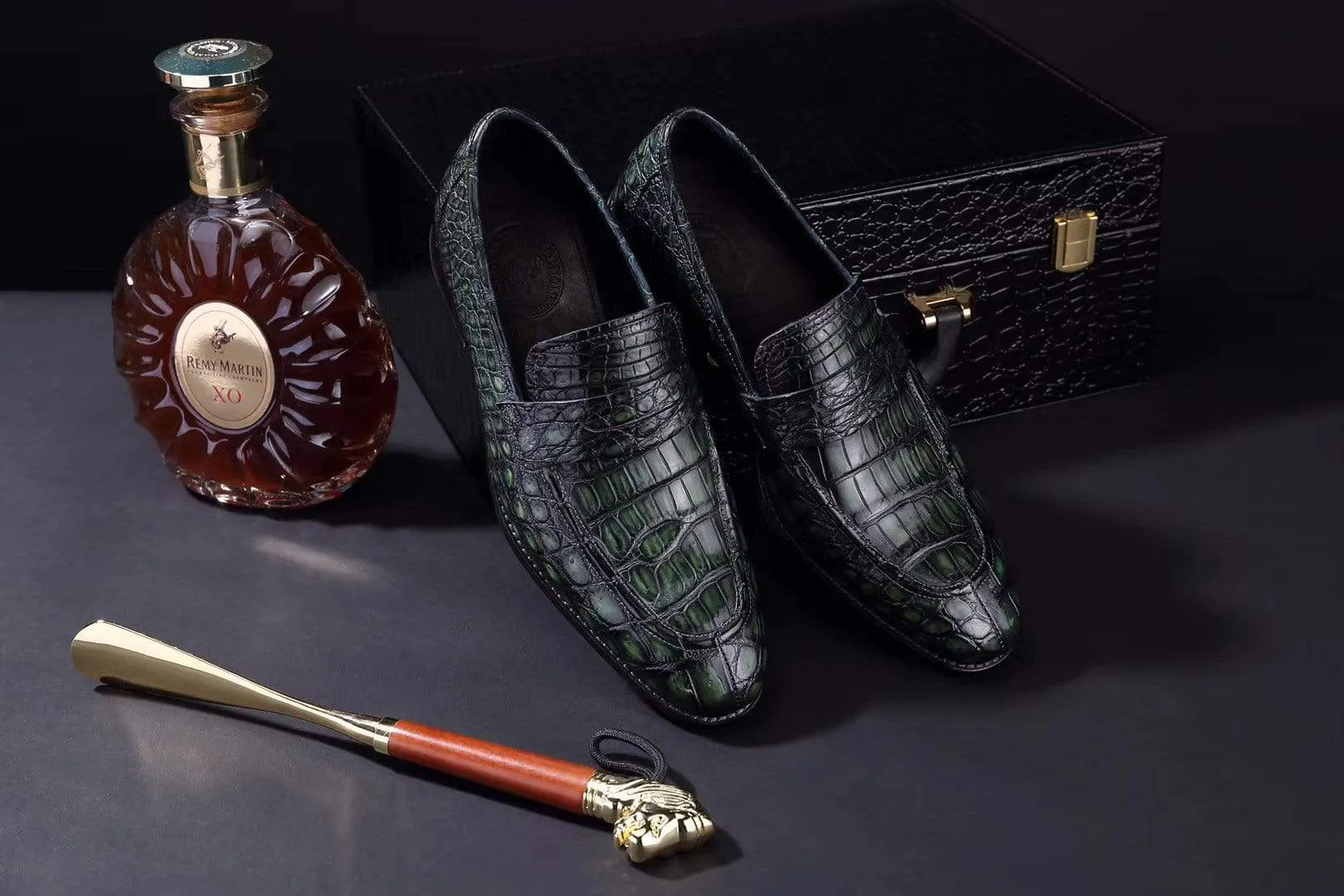 Well crafted Dance Glow Crocodile Shoes Mens Crocodile Leather Penny Loafer Shoes Vintage Green