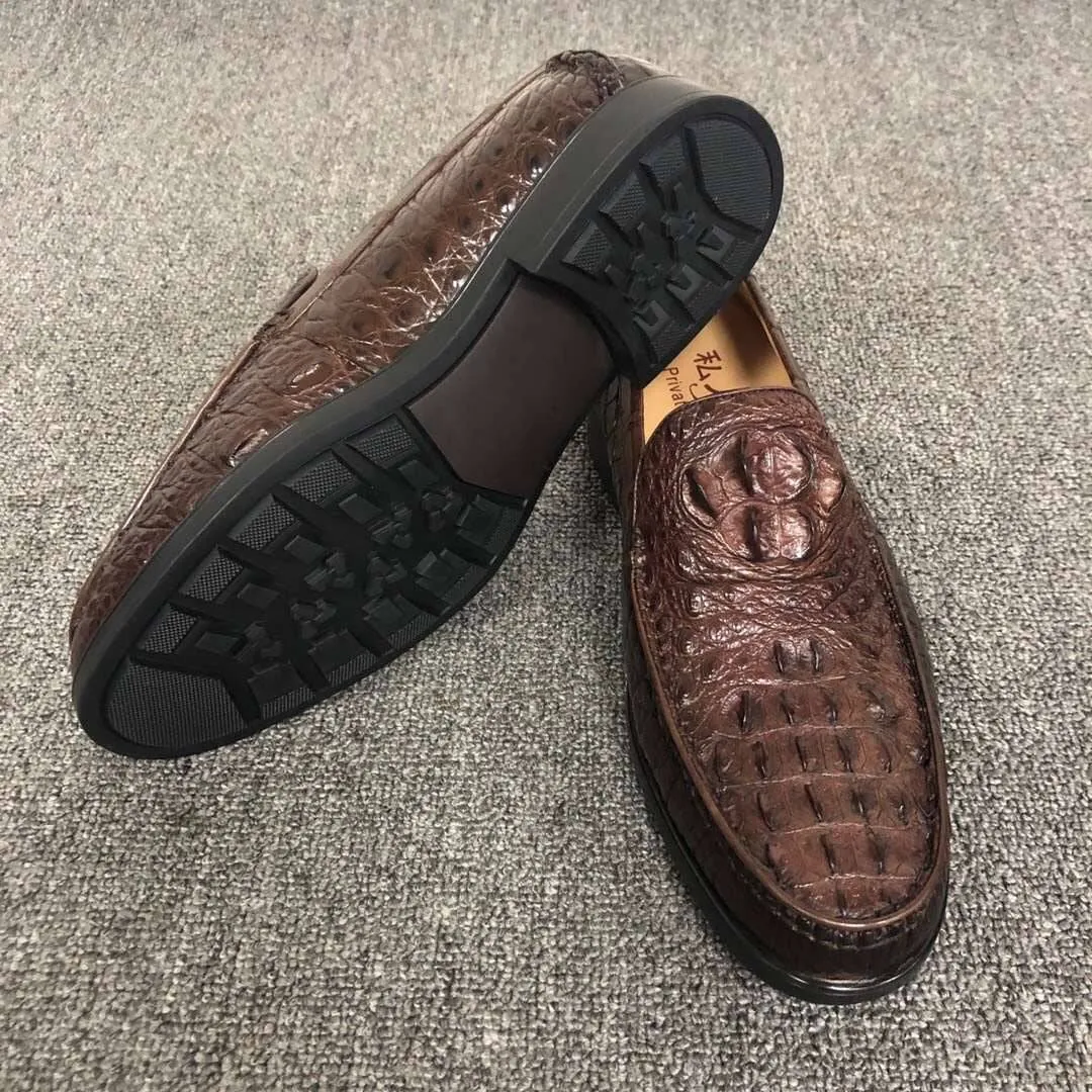 All-season Shoes Flexible Sole Crocodile Shoes Mens Crocodile Leather Penny Slip-On Driving Loafer Shoes