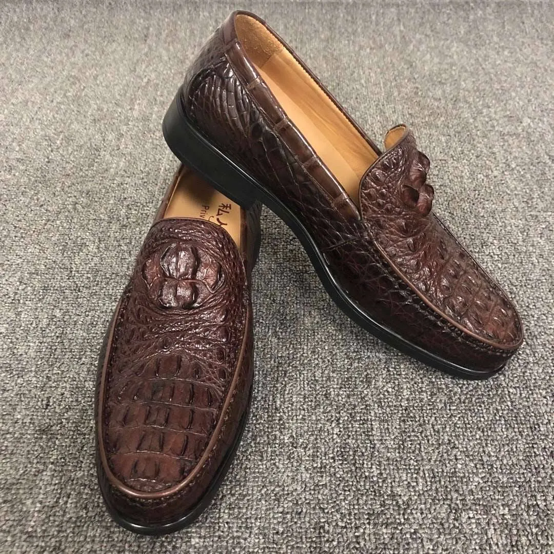 Easy Slip-On Design City Stride Shoes Crocodile Shoes Mens Crocodile Leather Penny Slip-On Driving Loafer Shoes