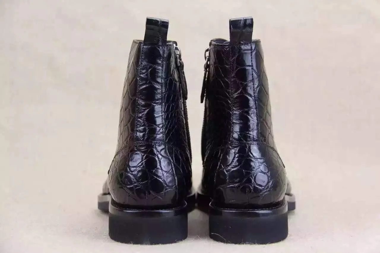 Field Glow Workday Approved Shoes Crocodile Shoes Mens Crocodile Leather  Side Zipper  Lace Up  Boots