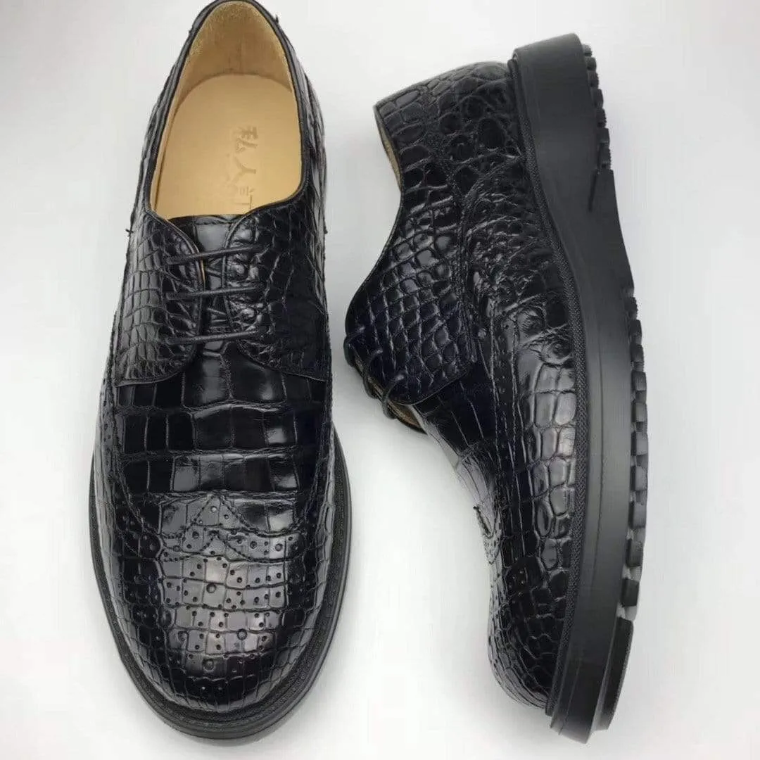 Crocodile Shoes Men's  Crocodile Leather Snakers And Slip On Brogue Front Shoes Classic Comfort