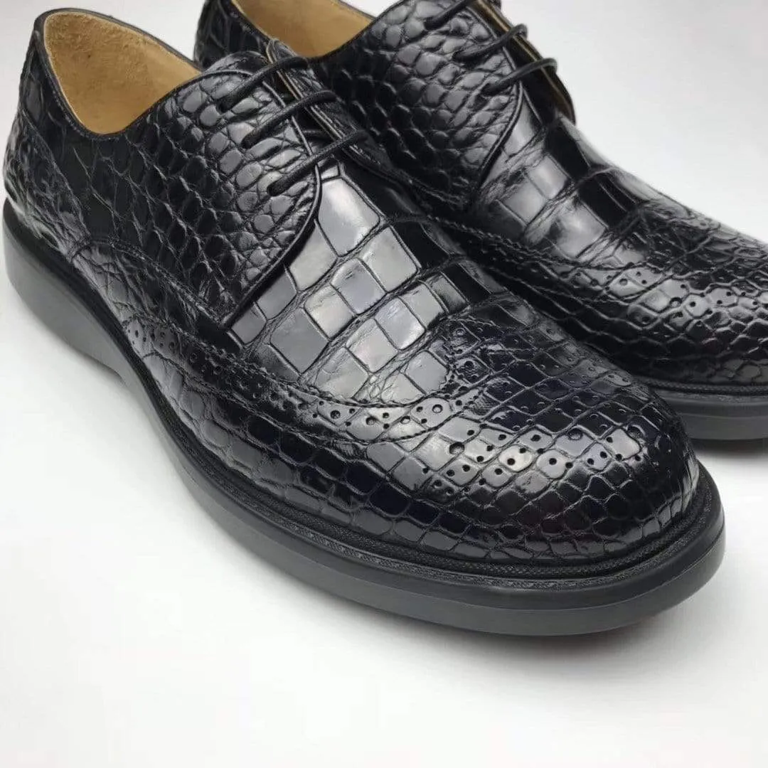 Crocodile Shoes Men's  Crocodile Leather Snakers And Slip On Brogue Front Shoes Reinforced