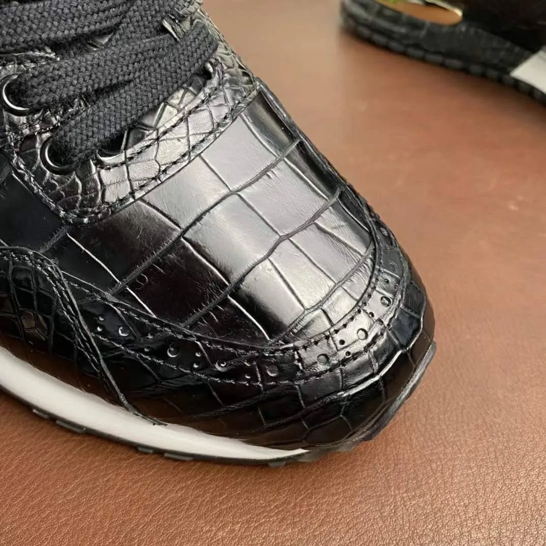 Pollen Walk Country Step Crocodile Shoes Men's  Crocodile Leather Sneakers 2385