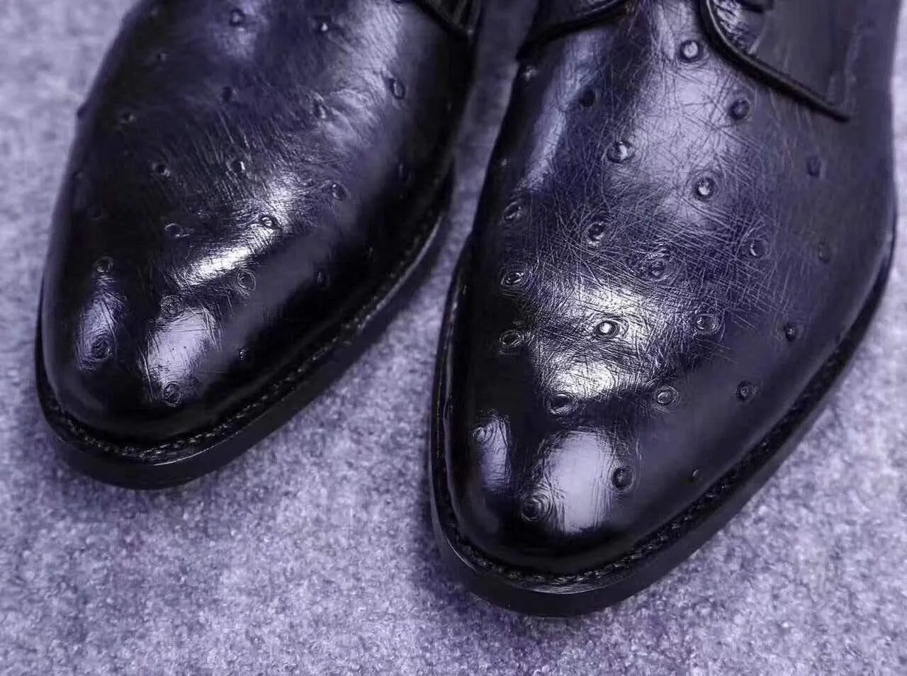 Crocodile Shoes Mens Genuine Ostrich Leather Captoe Derby Shoes Stylish Appearance Multi Use