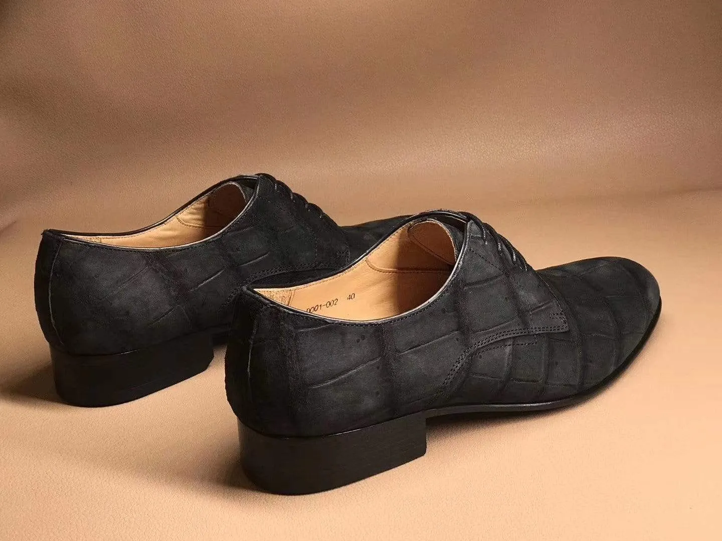 Star Night Flexible Shank Crocodile Shoes Men's Grey Soft  Genuine Crocodile Leather Derby Shoes