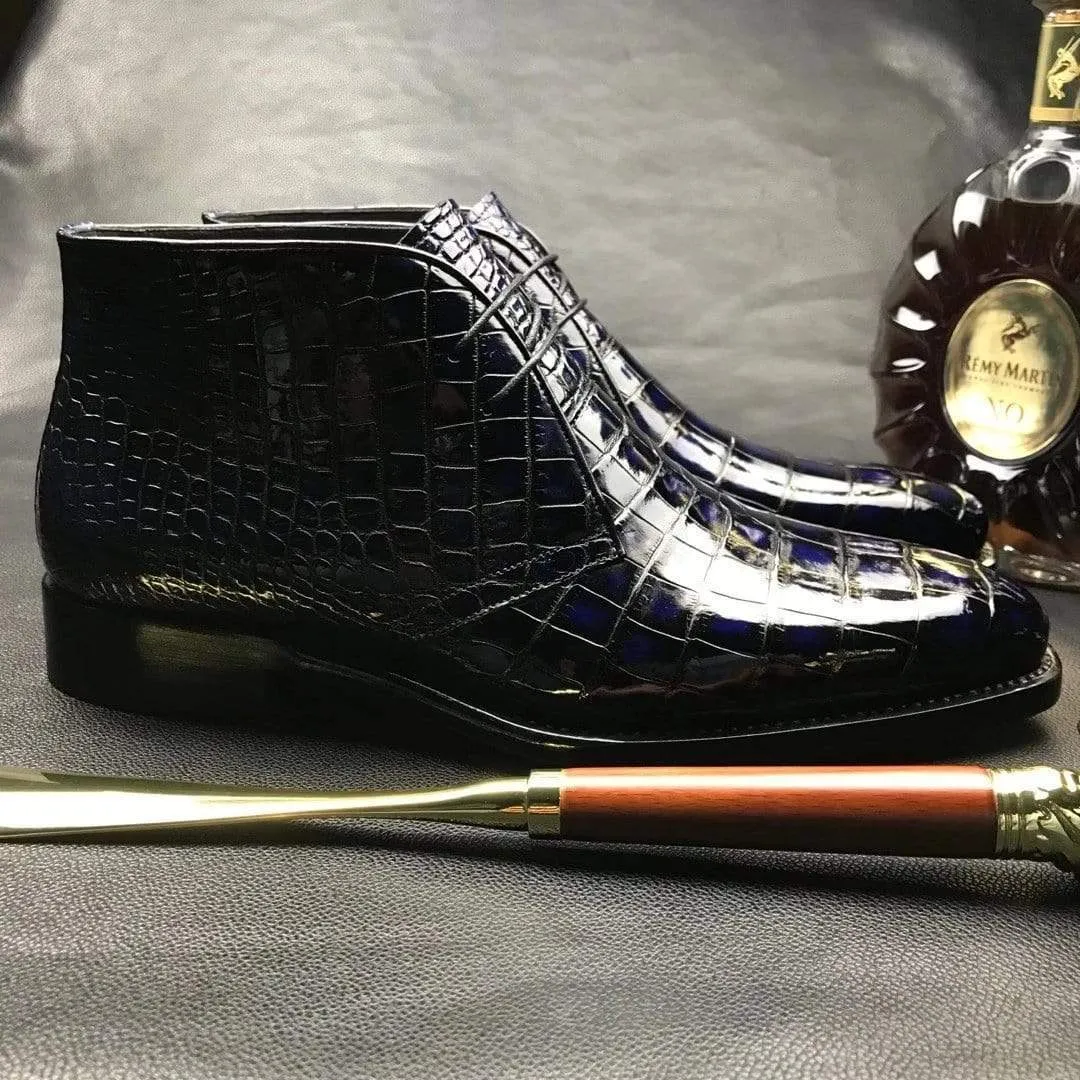 Crocodile Shoes Mens  Vintage Crocodile Leather Chukka Boots Bridge View