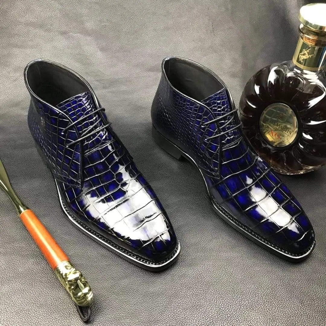 Scent Walk Crocodile Shoes Mens  Vintage Crocodile Leather Chukka Boots