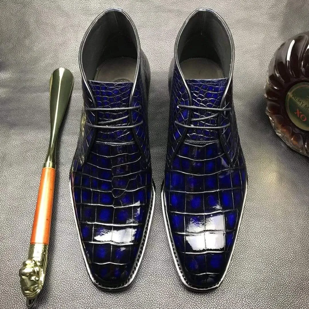 Crocodile Shoes Mens  Vintage Crocodile Leather Chukka Boots Grip Base Deck Glow