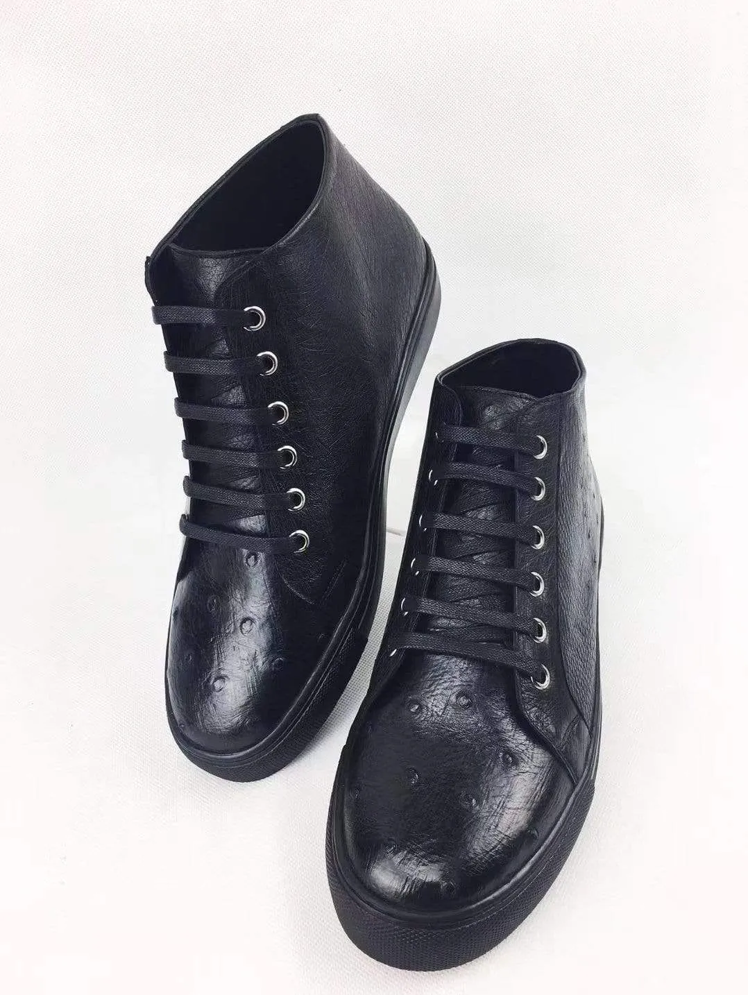 Cozy Look Bloom Path Crocodile Shoes Ostrich Leather Mens Pull Up Shoes