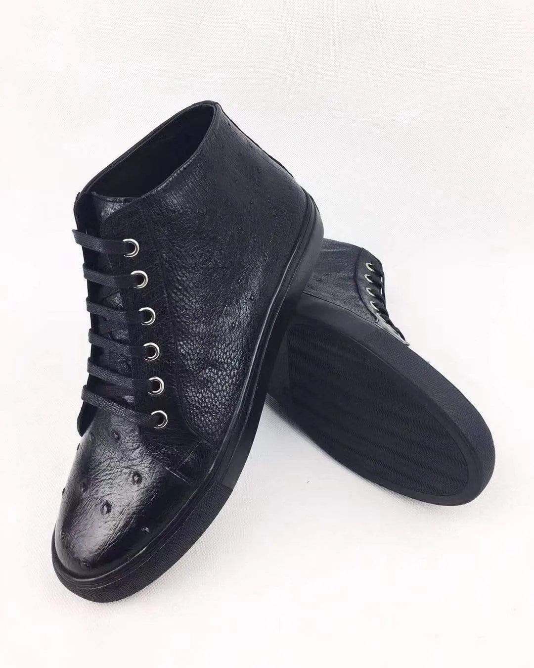 Crocodile Shoes Ostrich Leather Mens Pull Up Shoes soft fit