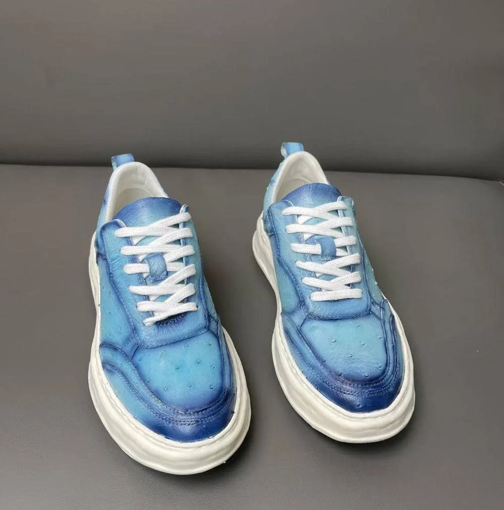 Crocodile Shoes Ostrich Skin Leather Sneaker Shoes,Mens shoes Charity Mood