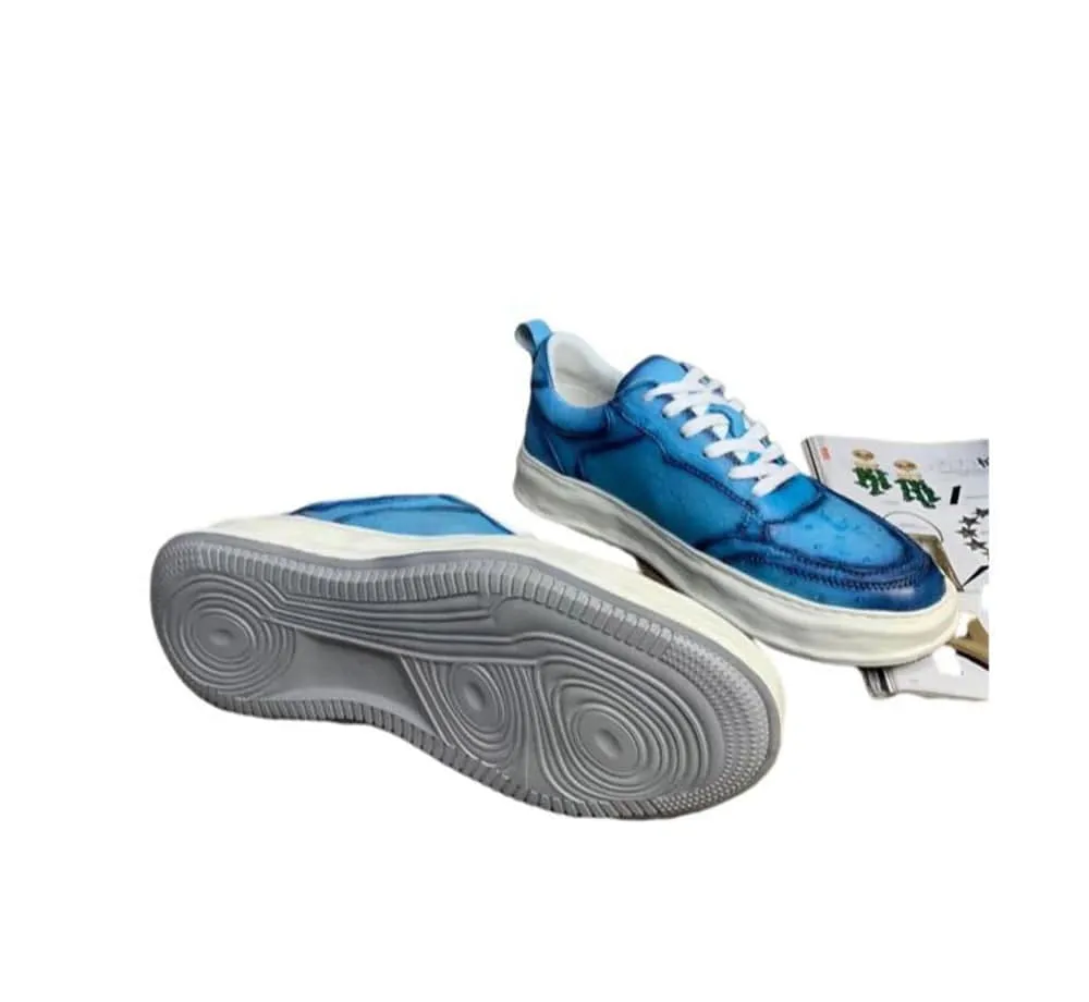 Crocodile Shoes Ostrich Skin Leather Sneaker Shoes,Mens shoes Minimalist Design Weekend Casual