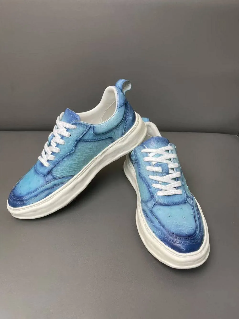 Sweat Free Breathable Crocodile Shoes Ostrich Skin Leather Sneaker Shoes,Mens shoes