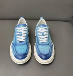 Crocodile Shoes Ostrich Skin Leather Sneaker Shoes,Mens shoes Petal Step Roomy Toe Box