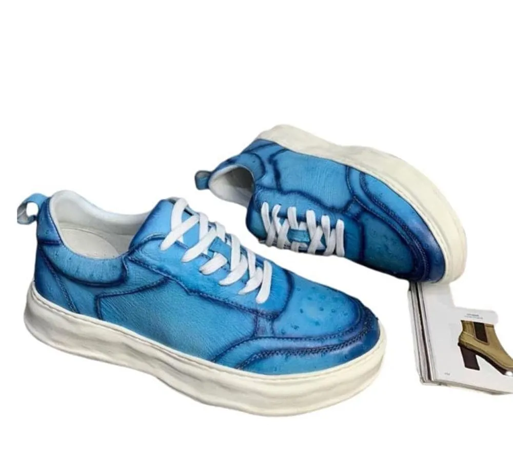 Crocodile Shoes Ostrich Skin Leather Sneaker Shoes,Mens shoes Secure fit