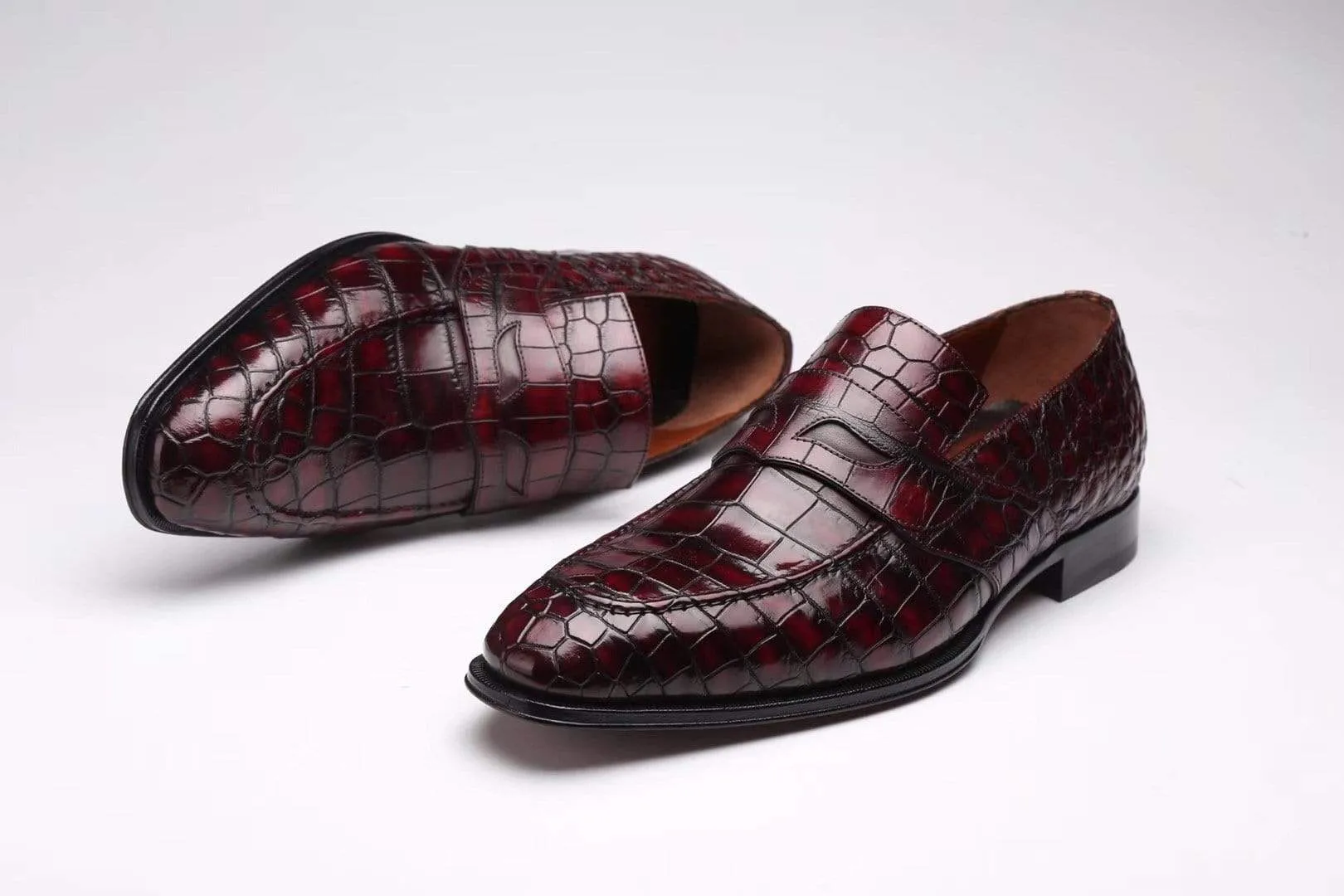 Crocodile Shoes Preorder Crocodile Leather Formal Penny loafer Casual Slip On  Shoes For Men Charity Step