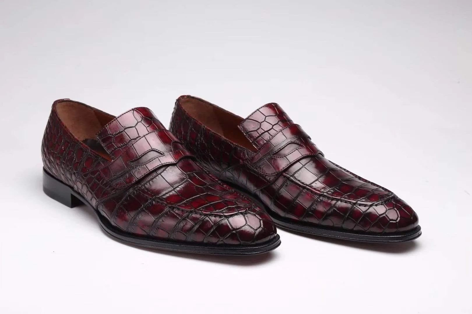 Crocodile Shoes Preorder Crocodile Leather Formal Penny loafer Casual Slip On  Shoes For Men Sun Glow