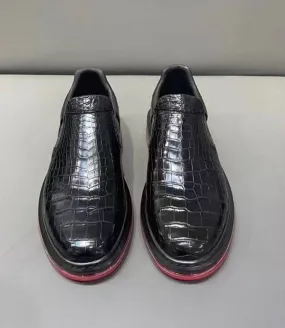 Crocodile Shoes Preorder Crocodile Leather Loafer Shoes ,Soft Air Cushion Loafers  Increased Men's Shoes-Black, Comfortable Lightweight Slip-On Walking Shoes Slip-On Style Shoes