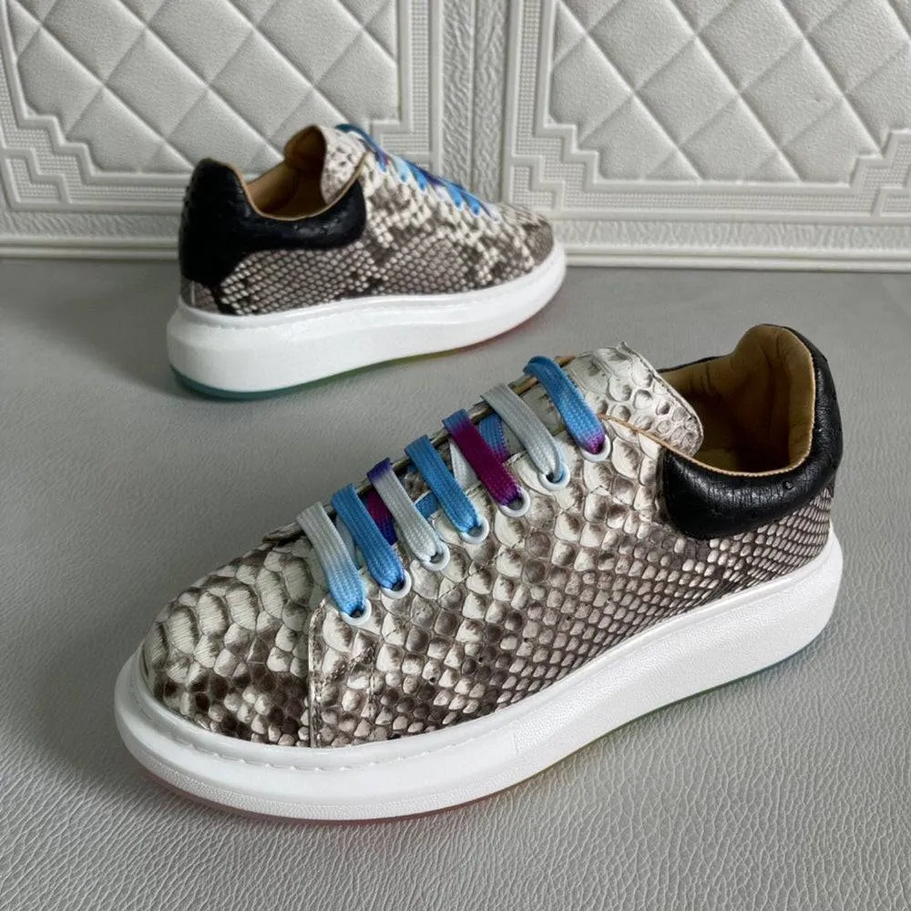 Crocodile Shoes Python Leather Fashion White Shoes Womens Height Increase Sneakers Casual Shoes Female Travel Footwear Cozy Support city trip