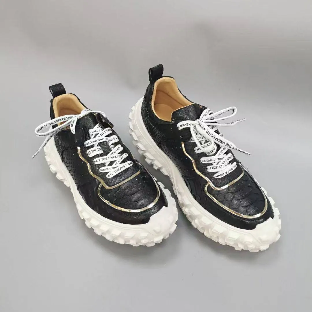 Ocean Mood Help Glow Crocodile Shoes Python Leather Rubber Platform Sneakers