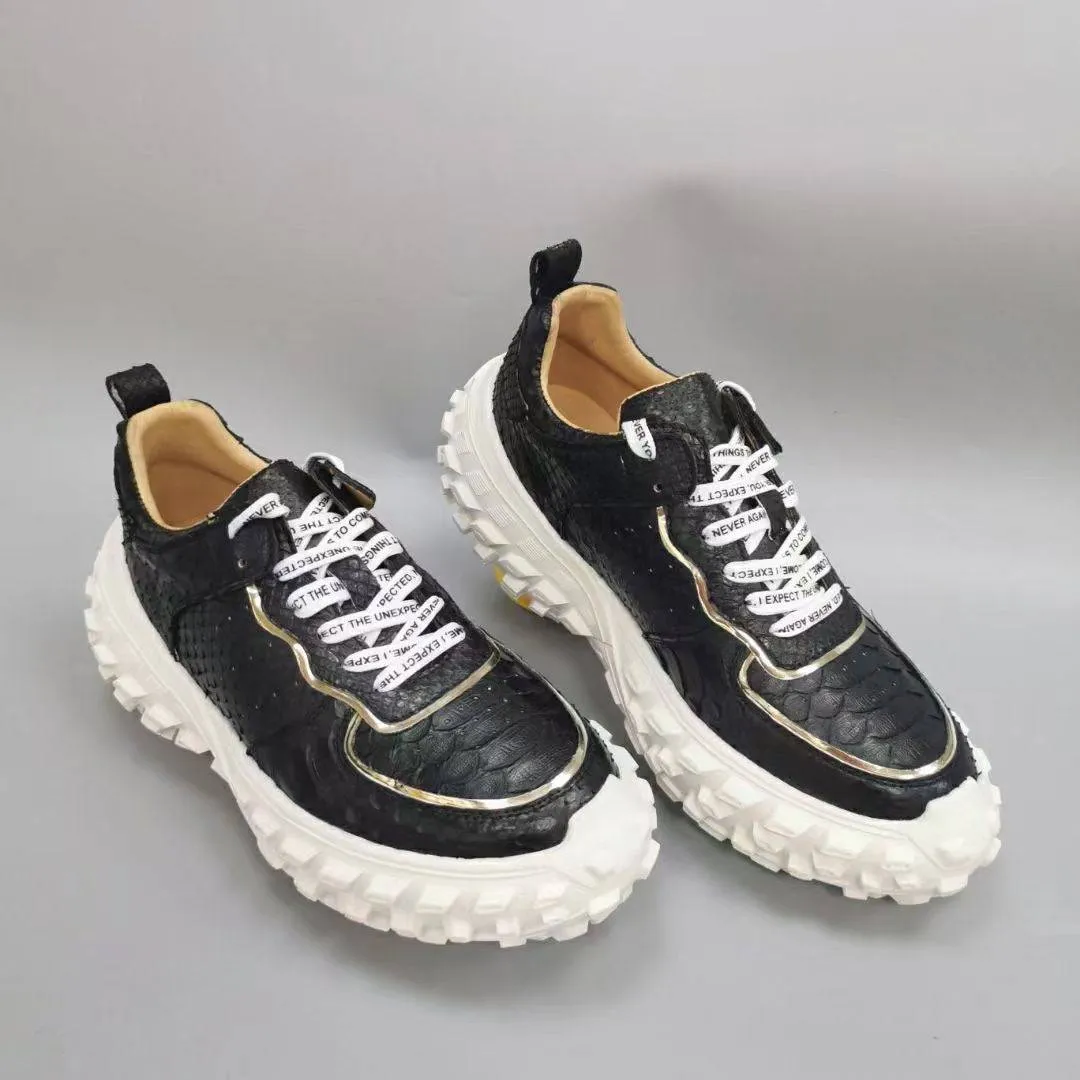 Crocodile Shoes Python Leather Rubber Platform Sneakers Harbor Pier