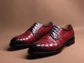 Travel Day Crocodile Shoes Red Crocodile Leather Lace Up Shoes