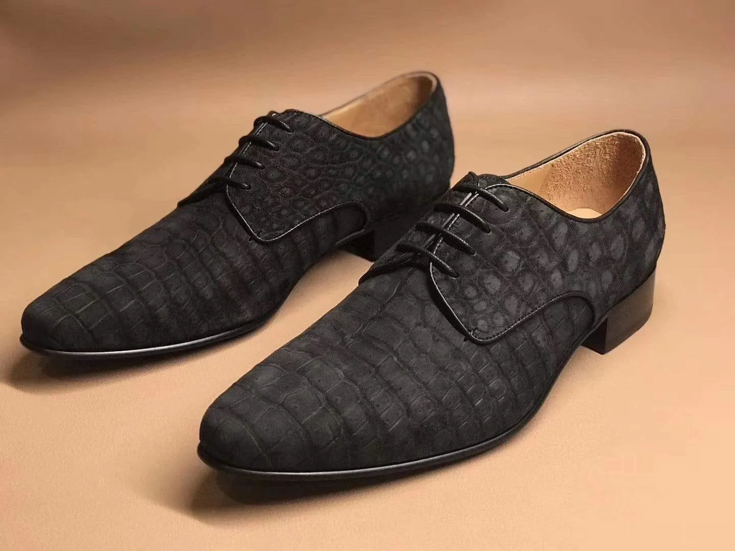 Crocodile Shoes Sanded Crocodile Leather Lace Up Shoes Trip Easy Spa Mood