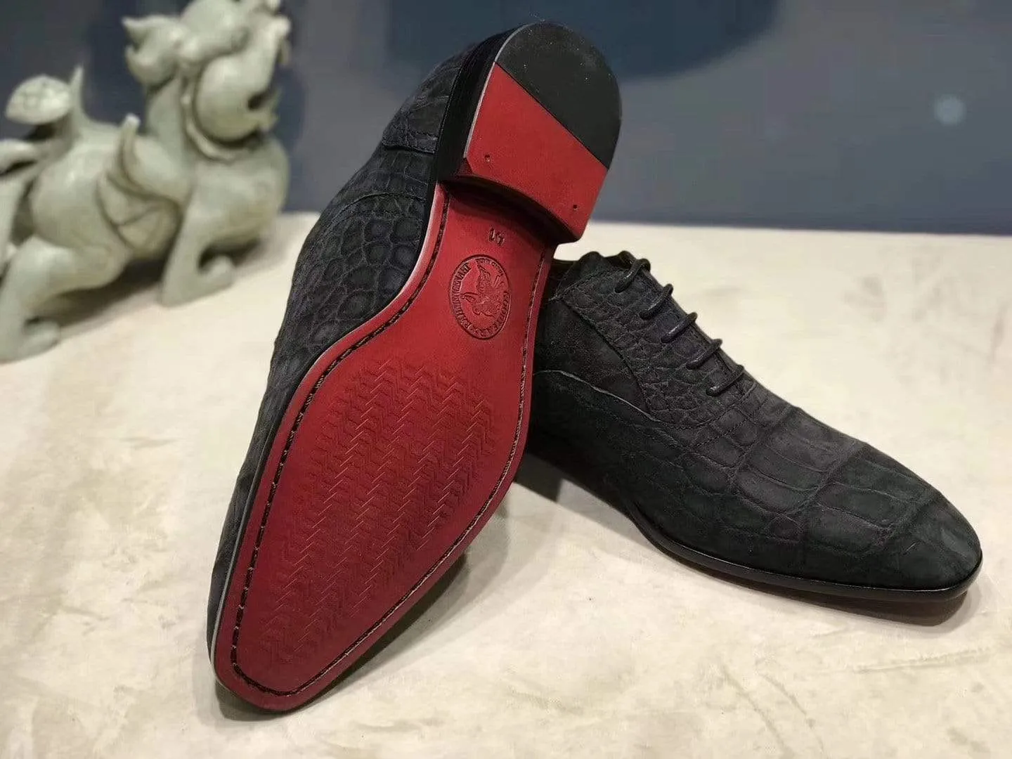 Mid Top Crocodile Shoes Sanded Genuine Crocodile Leather Penny Casual Delbay Shoes