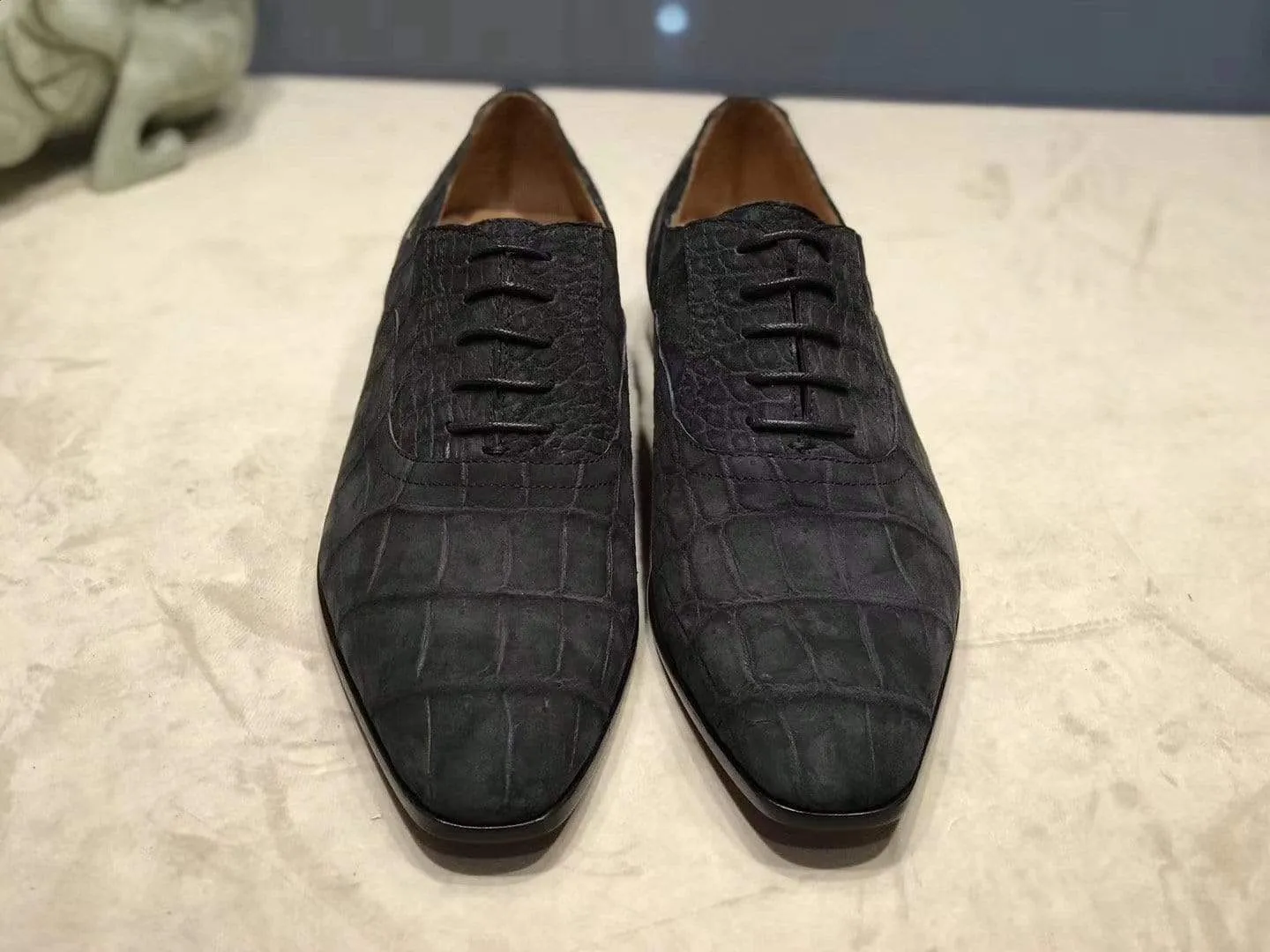 Seamless Comfort Crocodile Shoes Sanded Genuine Crocodile Leather Penny Casual Delbay Shoes