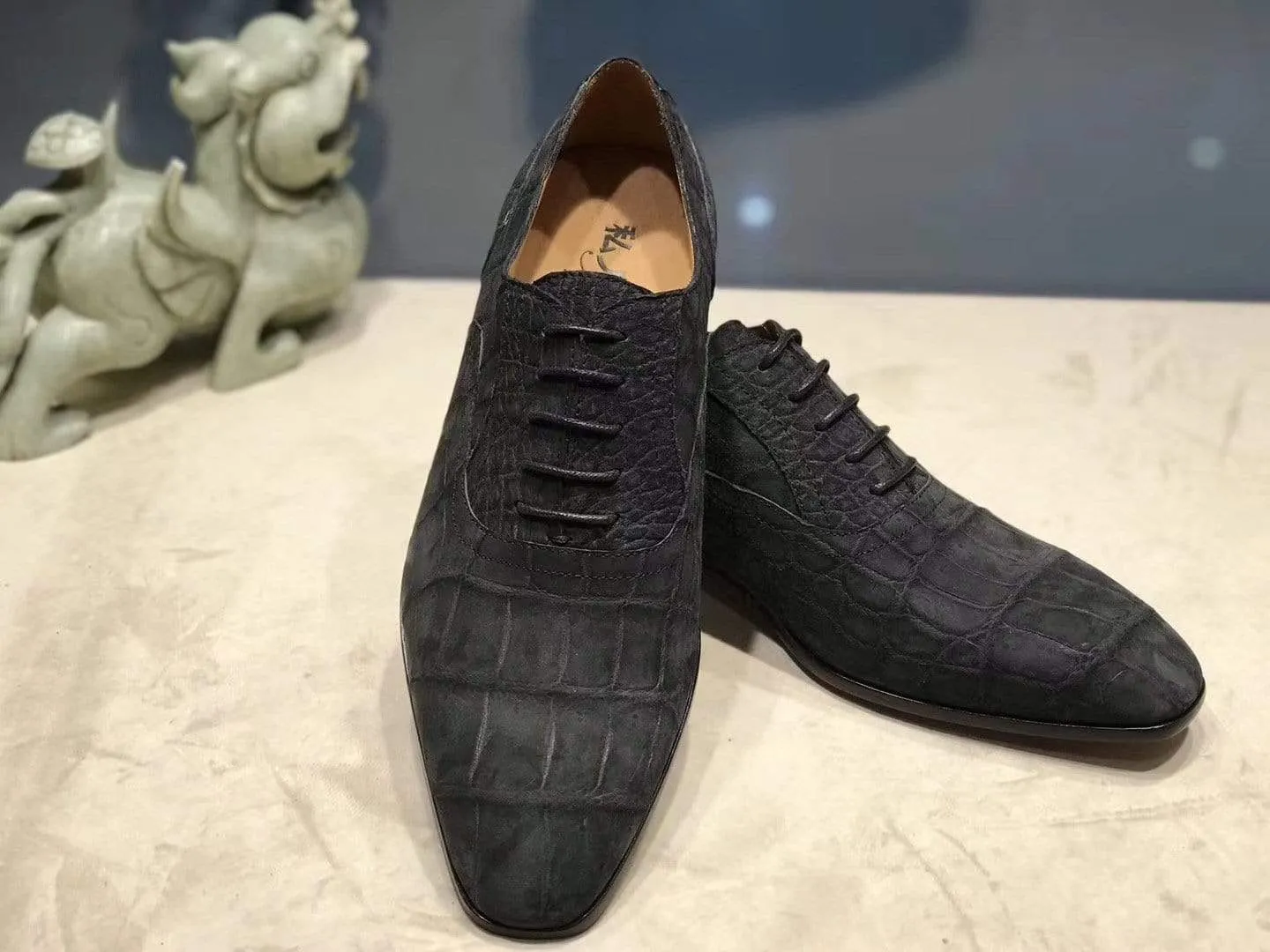 Track Step Breathable Slip-Ons Crocodile Shoes Sanded Genuine Crocodile Leather Penny Casual Delbay Shoes