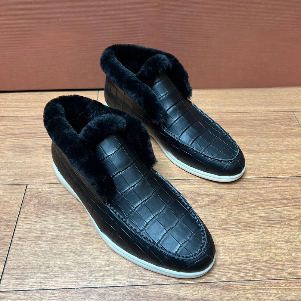 Market Show Crocodile Shoes Unisex Crocodile Leather Low Heel Ankle Boots