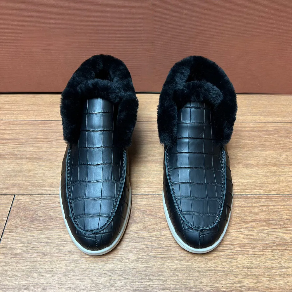 Stone Step Crocodile Shoes Unisex Crocodile Leather Low Heel Ankle Boots