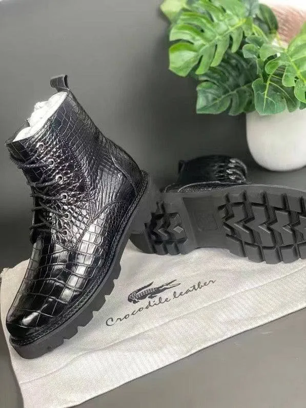 Crocodile Shoes Unisex Crocodile Leather Martin boots Couple Shoes Resort Path