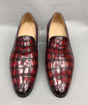 Crocodile Shoes Vintage Men's Genuine Crocodile Skin Leather Slip On Loafers Driving Fashion Luxury Business Driving Shoes Jog Mode