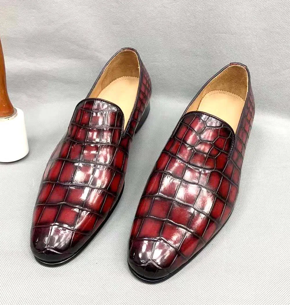Grip Base Spring Air Crocodile Shoes Vintage Men's Genuine Crocodile Skin Leather Slip On Loafers Driving Fashion Luxury Business Driving Shoes