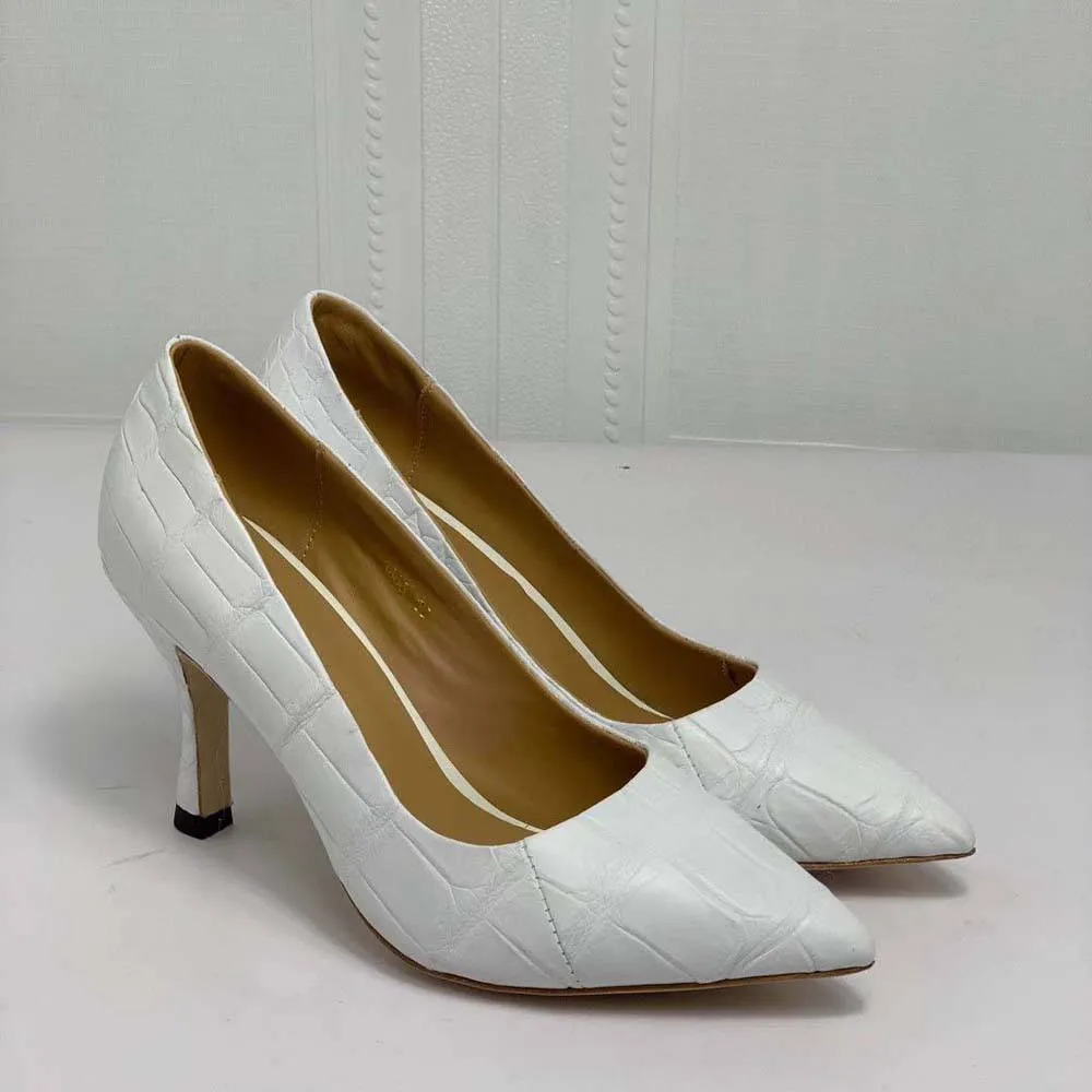 Lagoon Glow Breathable Design Crocodile Shoes Women's Crocodile Leather  Low Heel Dress Shoes