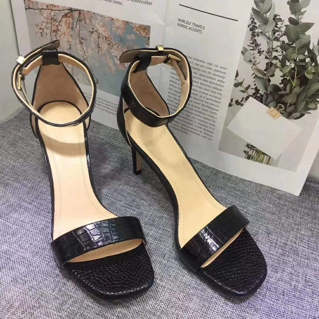 Crocodile Shoes Women's Genuine Crocodile Belly  Leather Sandal Dusk Light