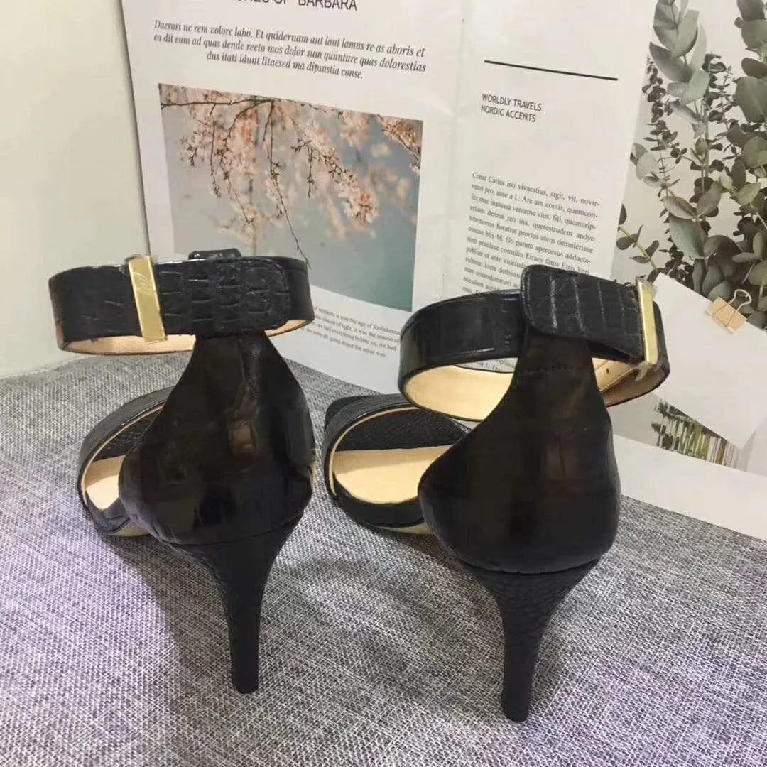 Side Street Crocodile Shoes Women's Genuine Crocodile Belly  Leather Sandal