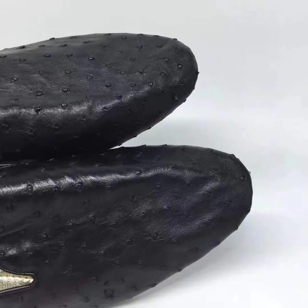 Crocodile Shoes Womens Genuine  Ostrich Leather Shoes Happy Walk Footwear