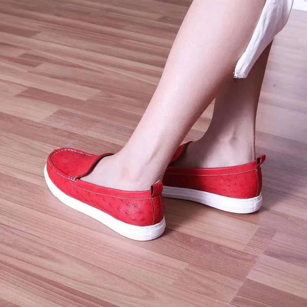 Fashionable Flats Lightweight Build Crocodile Shoes Womens  Slip On Casual Fashion Ostrich Leather Penny Loafer Shoes For Girls