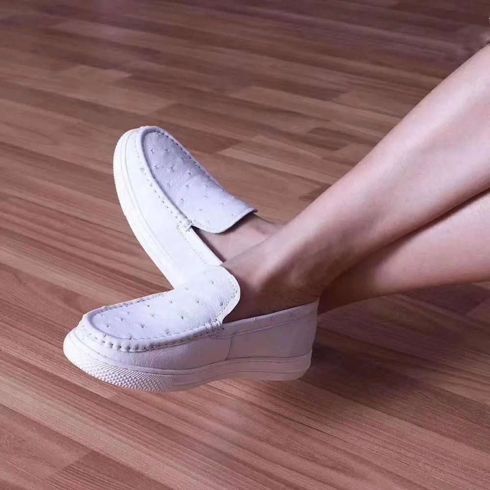 Cloud Soft Crocodile Shoes Womens  Slip On Casual Fashion Ostrich Leather Penny Loafer Shoes For Girls