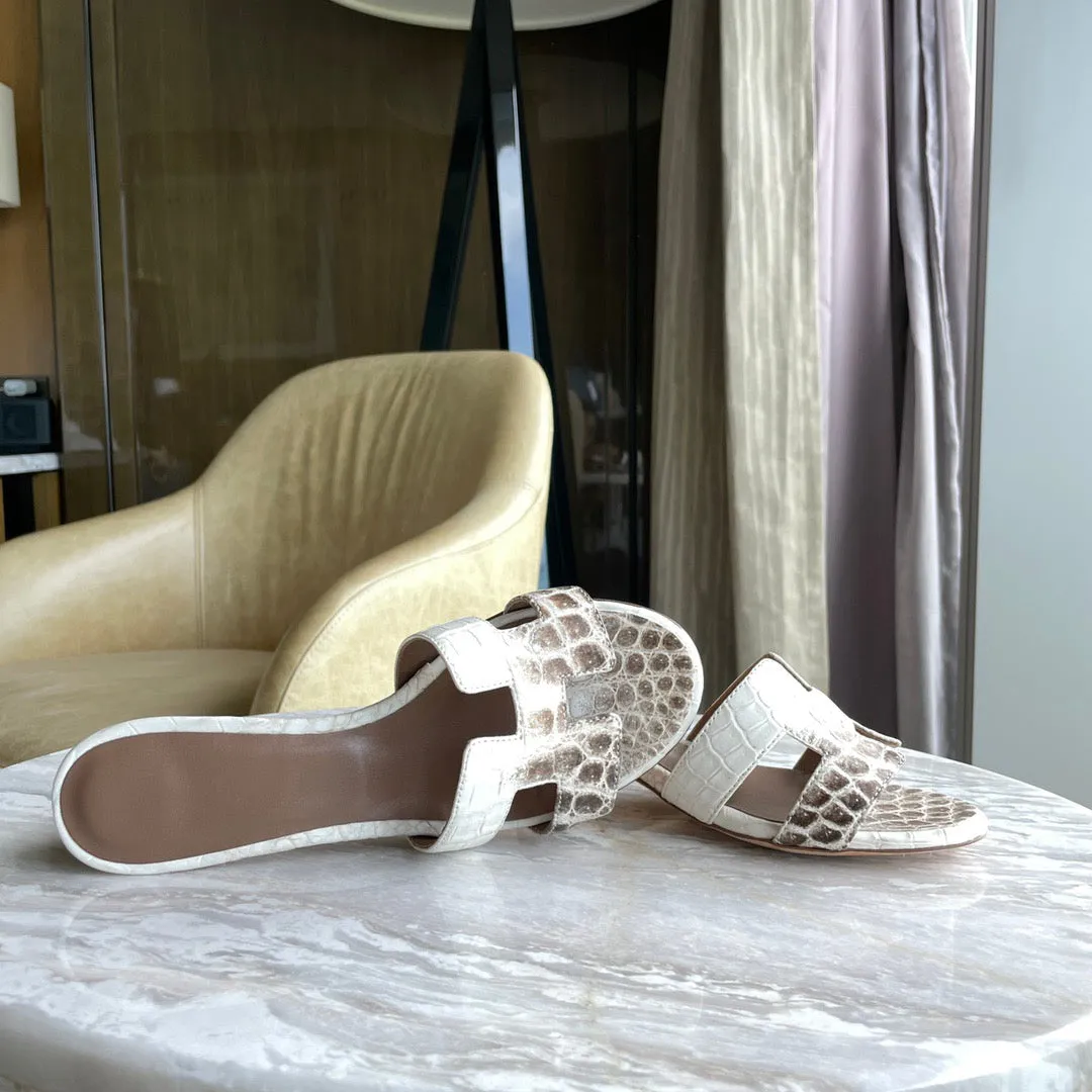 Coast Step Crocodile Slippers Women's Crocodile Leather  Low Heel  Slippers