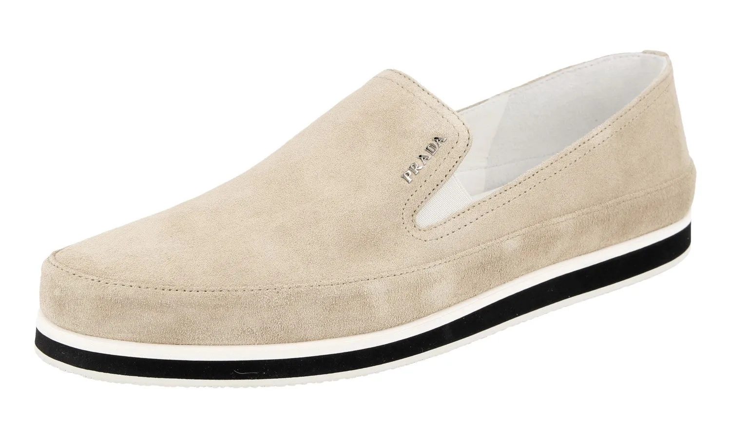 Prada Women's Beige Leather Slip-on Sneaker 3S5749 Long Wear GoodGrip