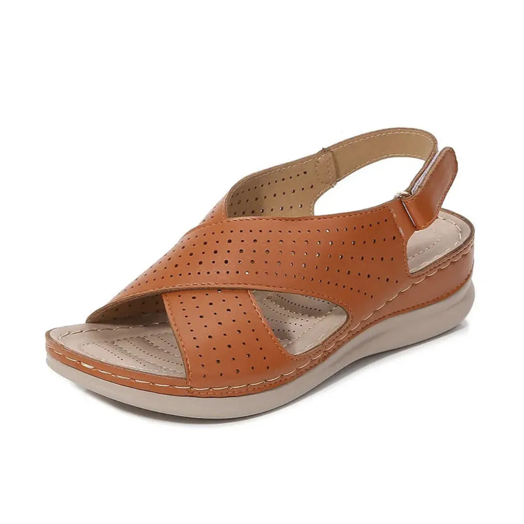 summer shoes Kristen Cross Strap Faux Leather Sandal